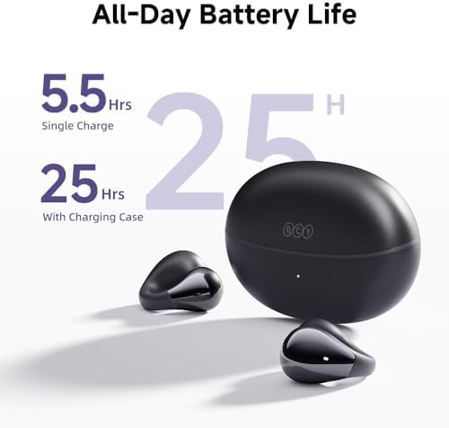 QCY Crossky C30 Open Ear Bluetooth Earbuds – Ultra-Lightweight Clip-On Design with Advanced 4-Microphone Environmental Noise Cancellation for Crystal-Clear Calls, Secure Fit for Dynamic Lifestyles, Dual Device Pairing Capability, and Customizable EQ for Personalized Audio Experience – Ideal for Sports, Outdoor Activities, and Enhanced Safety Awareness