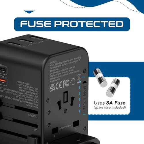 Ultimate Universal Travel Adapter: 35 W Fast Charging Power Converter with PD & QC 3.0, Dual USB-C & Triple USB Ports for Seamless Global Connectivity – Compatible with Type A, C, G, I Outlets for Effortless Charging Across EU, US, UK & Beyond – Perfect Travel Companion for Modern Explorers