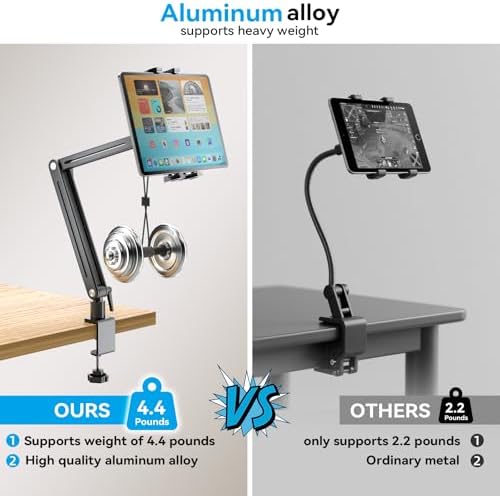 Ergonomic 360° Rotating Adjustable Monitor Stand for 15.6″ Tablets – Versatile Bed Clamp Mount for i Pad Air/Pro/Mini – Portable Desk Arm Holder Enhancing Comfort and Productivity Anywhere