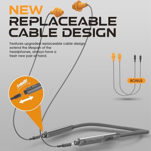 MIPEACE Bluetooth Noise-Canceling Neckband Earplugs – Premium 29 d B Hearing Protection Headphones with 19+ Hour Battery Life and Sweatproof Comfort for Lawn Care & DIY Tasks (Chic Blue) – Effortless Device Pairing & Customized Fit for Extended Use