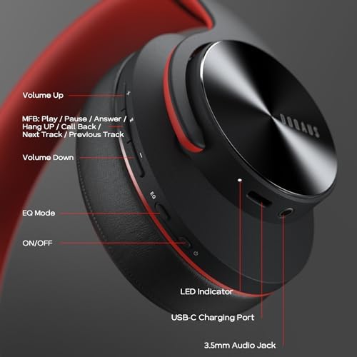 Transform Your Listening Journey with DOQAUS Over-Ear Bluetooth Headphones: 90-Hour Playtime, Tailored EQ Settings, and Superior Noise Cancellation for Unmatched Comfort and Audio Clarity in Music and Calls