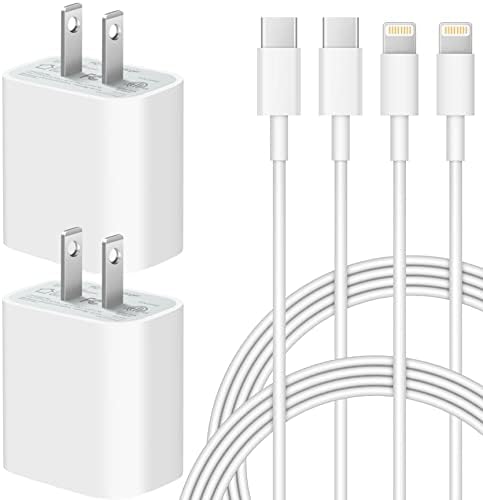 20 W USB-C Wall Charger & Lightning Cable Duo: Ultra-Fast Charging Solution for i Phone & i Pad – Compact, Travel-Friendly Design with Universal Compatibility for i Phone 14/13/12/11 and More – Perfect for Everyday Use and On-the-Go Power