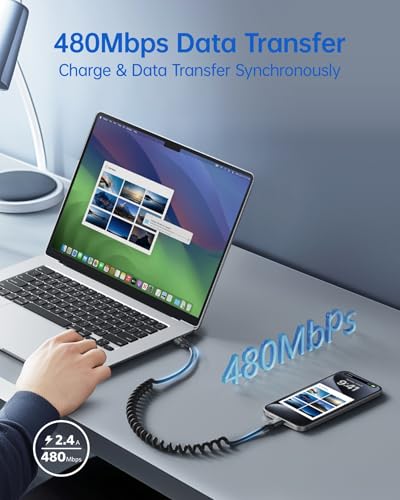 USBC to USBC Cable for Car, 3FT Coiled USB Type C Charge Cable Fast Charging, 2Pack Short USB-C Cable Compatible with iPhone 16/15/Samsung Galaxy S20 S10 S9 S8 Plus Note 10 9 8 and More USB C Devices – Enhanced Compatibility and Speed