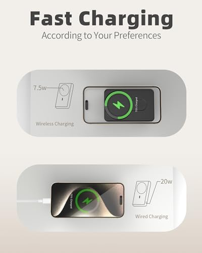 High-Capacity 10000 m Ah Magnetic Power Bank with Mag-Safe Technology – Wireless Portable Charger for i Phone 12/13/14/15/16 Pro & Max | Fast 22.5 W PD Charging, USB-C Connectivity, and Built-in Foldable Stand for Ultimate Convenience – Ideal for On-the-Go Power Solutions
