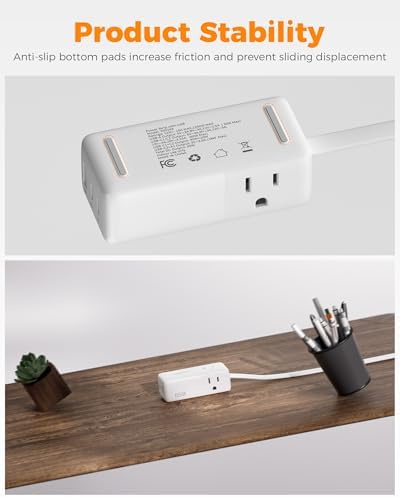 TESSAN 30 W USB Charging Station with Flat Plug & 5 FT Extension Cord – Multiport Fast Charger for Phones, Tablets, Laptops – Perfect Travel Companion with 3 AC Outlets & Enhanced Safety Features for Home and Office Use