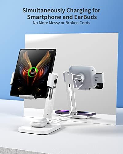 Dual-Function Wireless Charging Station for Samsung Z Fold Series & Galaxy Buds – Premium Aluminium Alloy Fast Charger with 20 W Adapter, Efficient 3-Coil Design for Seamless Charging Experience, Perfect for Home, Office, or Travel