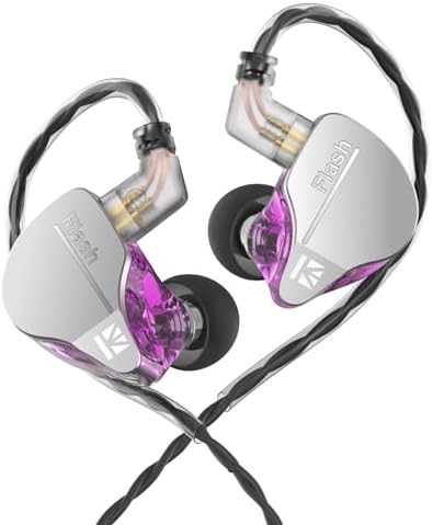 Transform Your Sound Journey with keephifi KBEAR Flash Hi-Fi Earphones – Premium Dual Driver Hybrid In-Ear Monitors in Stunning CNC Aluminum Alloy, Featuring Detachable 2 PIN-C Cable for Customization and Ergonomic Comfort for Extended Listening Sessions (Purple, Without Mic)
