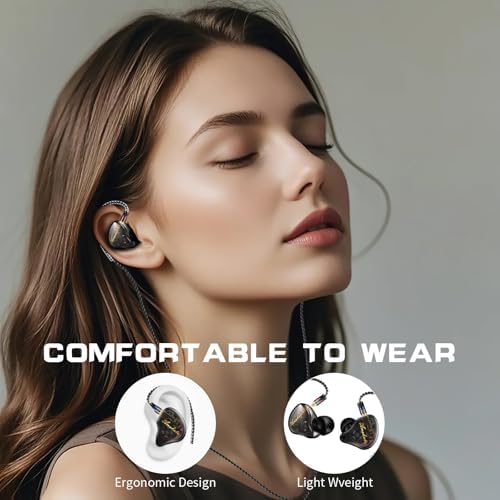 Premium Hi-Fi Dual Driver In-Ear Monitor Earbuds with Detachable Cable – Noise-Canceling Headset for Musicians, Singers & Audiophiles | Elegant Wood Grain Design for Superior Sound Isolation and Versatile Compatibility