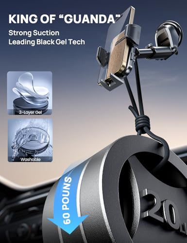 Ultimate Adjustable Windshield Phone Mount for Cars – Military-Grade Suction Cup Holder with Vent Hook, 360° Rotatable Design, Non-Slip Silicone Carbon Fiber for All Smartphone Models – Enhance Your Driving Safety & Hands-Free Convenience