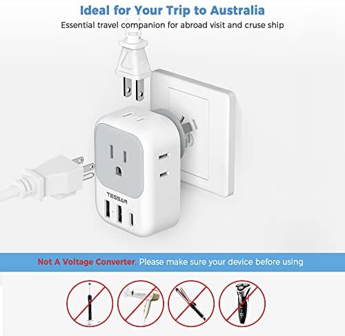 Ultimate European Travel Power Adapter: 4 AC Outlets & 3 Fast Charge USB Ports (1 USB-C PD 20 W) – Compact, Foldable Design for Effortless Connectivity in Spain, France, Germany, Italy, Portugal & Iceland – Versatile Compatibility for All Your Devices