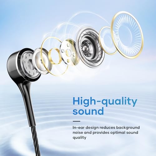 Premium Wired Earbuds with Microphone – 5 Pack of Heavy Bass In-Ear Headphones for Superior Sound Quality, Ideal for i Pad, Laptops, MP3 Players & Android Smartphones – Universal 3.5 mm Jack Compatibility, Ergonomic Design, Perfect for Music, Calls, and Video Enjoyment