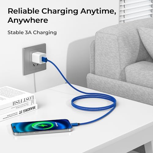 Premium Car Play Charging Cable Set for i Phone 16/15 Pro Max – 3-Pack (3.3 FT, 6.6 FT, 10 FT) USB A to USB C – Fast Data Transfer & Durable Design for i Pad Pro, Air Pods, Galaxy S24/S23/S22 & More – Enhanced Compatibility for Effortless Connectivity and Navigation
