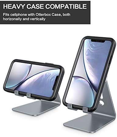 OMOTON Adjustable Cell Phone Stand, C2 Aluminum Desktop Phone Holder Dock Compatible with iPhone 15 14 13 Xs XR 8 Plus 7 6, Samsung Galaxy, Google Pixel, Android Phones – Enhanced Compatibility and Speed