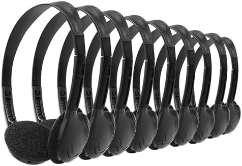 Premium Classroom Headphones 10-Pack for Kids & Teens – Adjustable 3.5 mm Jack Earphones for Enhanced Learning Environments – Comfortable, Durable Design for School, Libraries, and Group Activities – Immerse in Quality Audio for Educational Success