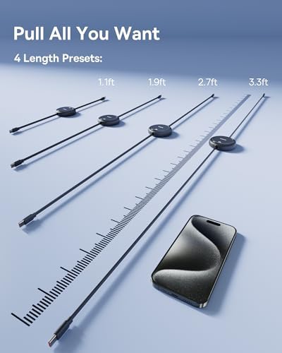 Baseus 100 W Retractable USB-C to USB-C Charging Cable – Versatile 6.6 ft Length with 7 Adjustable Stages for High-Speed Charging of i Phone 16/15 Pro Plus, Mac Book, i Pad Pro, Samsung S24/S23+ – Durable, Tangle-Free Solution for Home and Travel Charging Needs