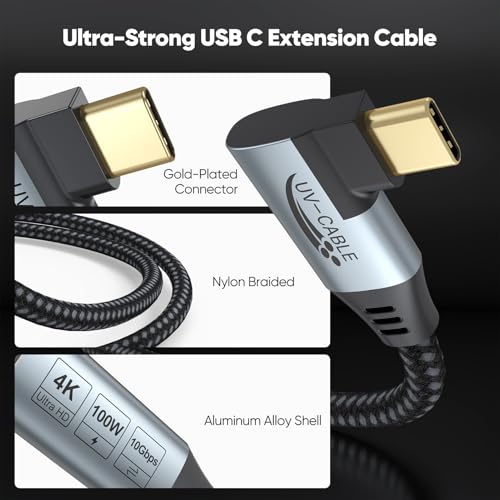 High-Performance 10 FT USB C Extension Cable – 100 W Power Delivery, 10 Gbps Data Transfer, 4 K UHD Video Support – USB 3.2 Gen 2 Male to Female Connector for Fast Charging and Seamless Connectivity with i Phone, Galaxy, PC, Monitor, and SSD – Durable & Versatile Accessory for Enhanced Tech Efficiency