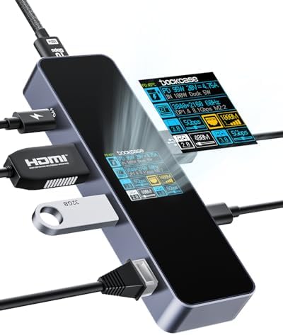 Transform Your Workflow with the DOCKCASE Explorer Edition 6-in-1 USB C Hub – Experience 4 K@60 Hz HDMI Output, Lightning-Fast Gigabit Ethernet, and Versatile USB-C & Dual USB-A Connections for Mac Book Air/Pro & XPS – Ultimate Power Delivery for Dynamic Professionals On the Move