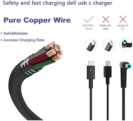 Dell 65 W USB-C Charger for Latitude, XPS & Chromebook – High-Speed Power Adapter for Multiple Models, Enhanced Performance & Compatibility, Ideal for Dell Inspiron 2-in-1 Devices – 12-Month Warranty & 30-Day Money-Back Guarantee