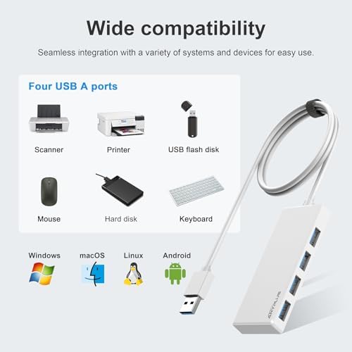 Unlock Seamless Device Connectivity with Our Compact 2 ft USB 3.0 Hub & Multiport Splitter – High-Speed Adapter for Laptops, PCs, i Macs & More – Effortlessly Connect Multiple Devices for Enhanced Productivity on the Go!
