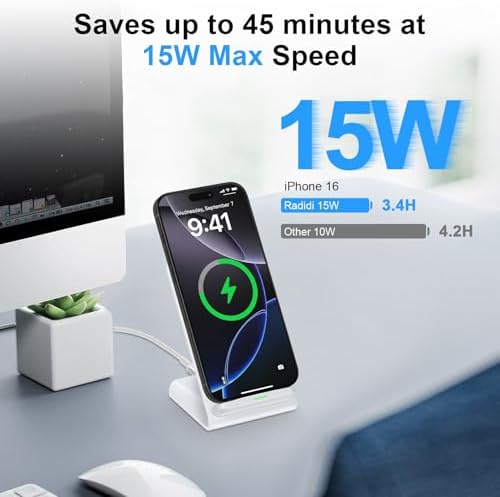 15 W Fast Wireless Charging Station for i Phone 16 Series, Samsung Galaxy S24/S23/S22/S21 & Google Pixel 9 Pro/8 – Sleek Design with QC Adapter for Universal Compatibility and Enhanced Charging Speed for Air Pods and More