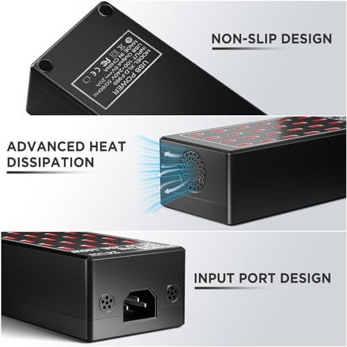 High-Efficiency 24-Port USB Charging Station – 100 W Rapid Multi-Device Power Hub for Hotels, Schools, and Public Spaces – Enhanced Compatibility and Safety Features for Fast Device Charging