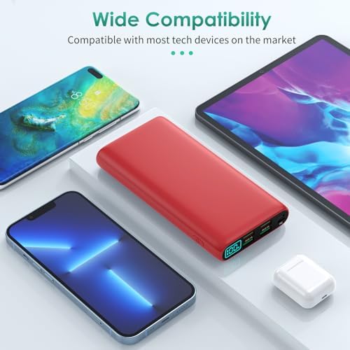 High-Capacity 38800 m Ah Portable Power Bank with LCD Display – Multi-Device Charger Featuring 5 USB Outputs and USB-C Connectivity for Fast Charging – Ideal for i Phone 16/15/14/13 Pro, Samsung Galaxy, Pixel, and Nexus – Ultimate On-the-Go Charging Solution in Blue