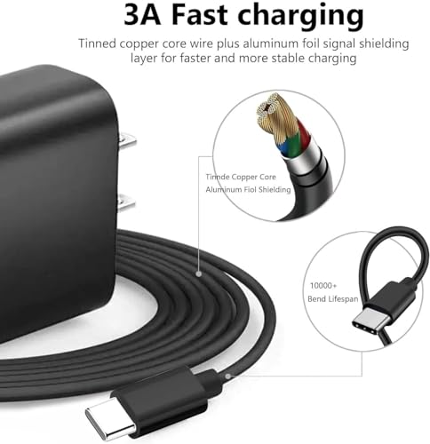 10 FT Ultimate Charger Pack for Kids’ Tablets & Kindle – 3 Durable USB Type C Cables for Fast Power Charging | Compatible with Android Tablets & Kindle Fire (7, 8, 10) | Ideal for Home and Travel Charging Solutions