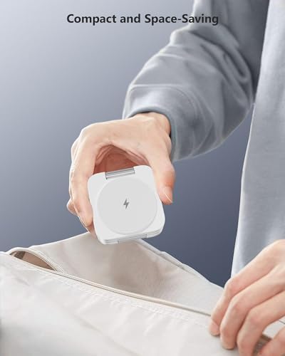 Antank 3-in-1 Magnetic Wireless Charging Station for Apple Devices – Compact Foldable Charger for i Phone 16/15/14/13/12, Air Pods Pro/2/3, and Apple Watch Series Ultra/SE/9/8/7/6/5/4/3/2/1 – Fast Charging, Enhanced Compatibility, Ideal for Travel and Home Use
