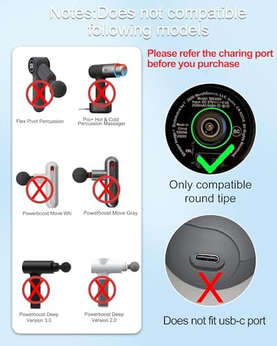 VHBW 27 V High-Performance Massage Gun Charger – Reliable AC Adapter for Sharper Image Powerboost Models 1011666, 1013002, 1012667, 1013983 & 1013985 – 6 FT Durable Deep Tissue Massager Power Cord for Optimal Charging & Enhanced Wellness – Non-Compatible with 18 V Devices