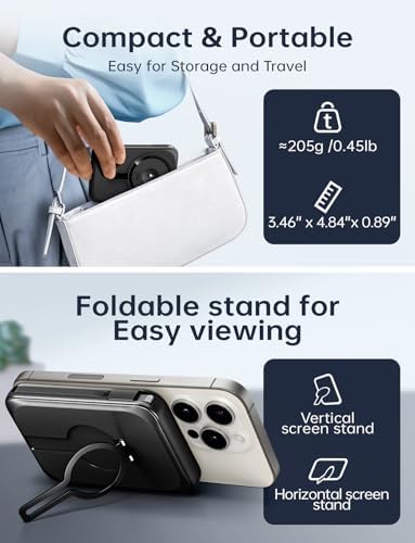 Magnetic 10,000 m Ah Portable Power Bank – Ultimate Wireless Charger with Built-In Cables for Fast 22.5 W Charging – Travel-Friendly, Compatible with i Phone 16/15/14/13/12, Samsung S22/S21, Google Devices, and i Pad – Effortless Charging on the Go