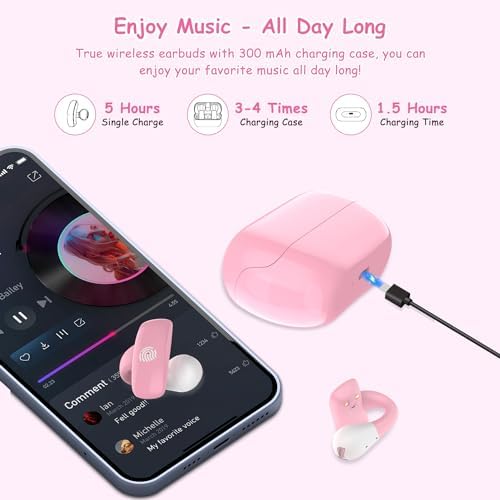 BANIGIPA Kids Bluetooth 5.4 Open Ear True Wireless Earbuds – Ultra-Lightweight Headphones with Safe 85 d B Volume Control for Young Listeners – Perfectly Designed for School, Travel & Clear Communication with Built-in Mic