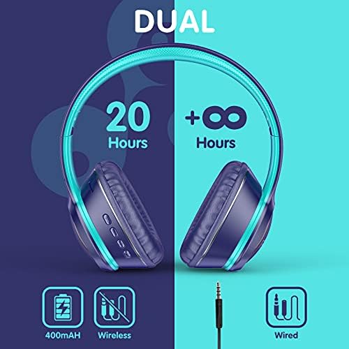 Vibrant Purple Kids Bluetooth Headphones – Safe Listening with Colorful LED Lights, Ultra-Comfort Earpads, Built-in Microphone, and Travel-Friendly Foldable Design for School & Adventure – Perfect for Online Learning and Playtime