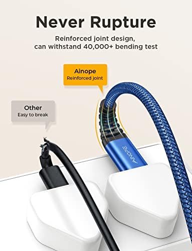 Maximize Your Connectivity with AINOPE 10 FT USB C Extension Cable – 20 Gbps Data Transfer & 240 W Charging Power, Ideal for i Phone 16 Pro Max, PSVR2, Mac Book Air M2 Pro, and More – Stylish Blue Design for Enhanced Flexibility and Performance