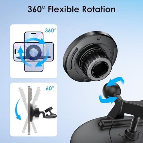 EEEKit Magnetic CD Slot Car Mount, 360° Rotation CD Player Car Phone Holder for Magsafe Case and All Phones, Black – Enhanced Compatibility and Speed