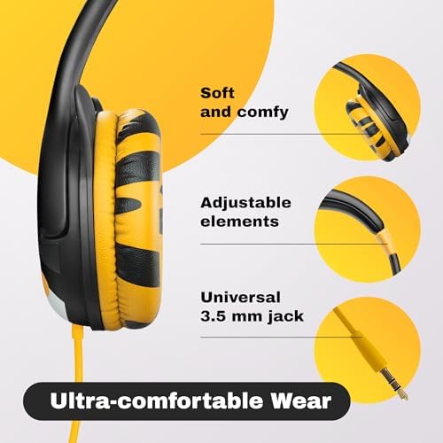 Kidrox Safe Sound Wired Toddler Headphones – Volume-Limited 85 d B Child-Friendly Headset for Ages 1-7 | Lightweight, Durable Design Perfect for Travel on Airplanes and Cars | Comfortable Fit for Tablets, i Pads, and More – Ensuring Safe Listening and Ultimate Entertainment Enjoyment