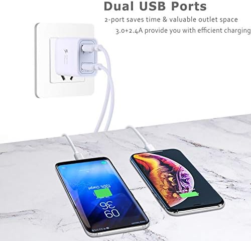 Pofesun QC 3.0 Fast Charging Wall Adapter – 4-Pack Dual Port USB Charger for i Phone 15/14/13/12/11 Pro Max, Galaxy S23/S22/S21, Pixel & Air Pods – Compact, High-Speed Power Block with Enhanced Safety Features for Home & Travel Use