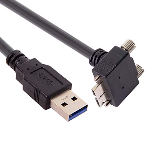 Chenyang 90-Degree Micro USB 3.0 Cable – Type A Male to Micro B Male, 3 M High-Speed Connector for Industrial Cameras & Devices, Enhanced Durability with Mount Panel Screws, Perfect for Tight Spaces and Optimal Cable Management