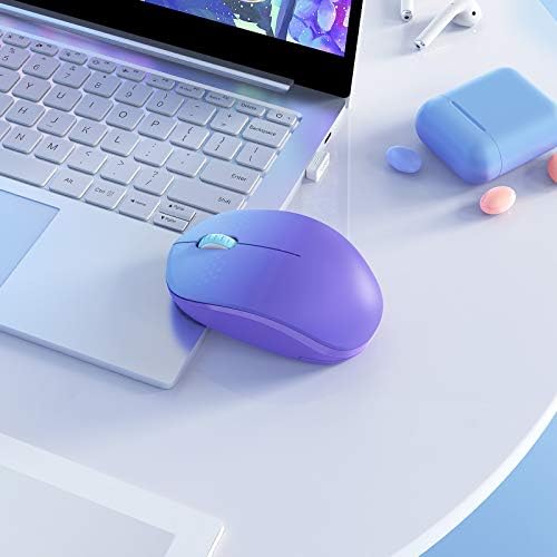 Light Blue Wireless Mouse – Ultra-Quiet 2.4 GHz Noiseless Computer Mouse with USB Receiver for Seamless Windows Experience – Portable, Ergonomic Design for Home, Office, or Travel