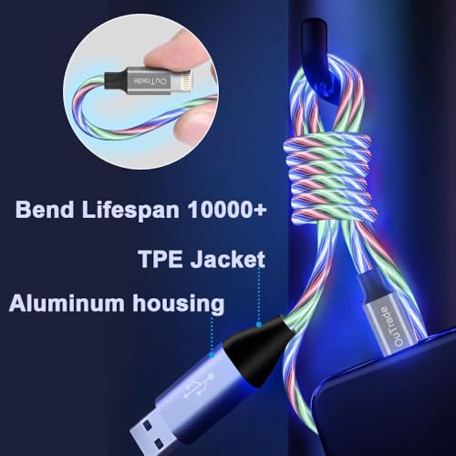Vibrant LED i Phone Charger Cable | MFi Certified Lightning Cable for Fast, Reliable Charging | 6 ft Multicolored Glow Cable Compatible with i Phone 12, 11 Pro Max, XR, X, SE, 8 Plus, i Pad, i Pod | Stylish Power Solution for On-the-Go Charging
