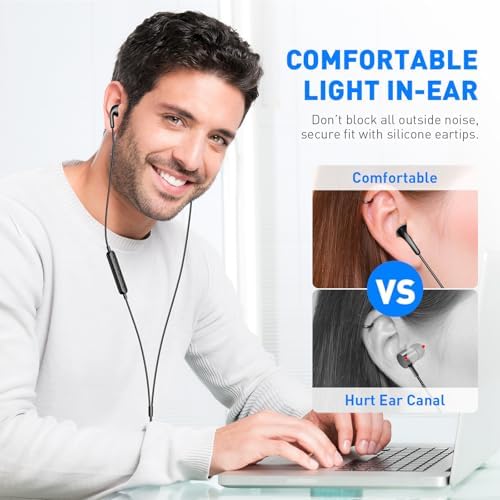 Ultra-Lightweight Wired Earbuds with Built-In Microphone and Volume Control – Premium Sound Quality In-Ear Headphones for Mac, i Phone, Android, and Gaming – Perfect Noise Isolation for Students and Music Enthusiasts