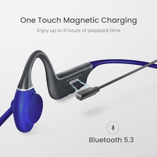 Puro Sound Labs Puro Flex-Kids: Enhanced Bone Conduction Bluetooth 5.3 Headphones for Active Children – Lightweight, Open-Ear Design with Sweat Resistance and Built-in Mic for Safe Listening and Environmental Awareness (Blue)