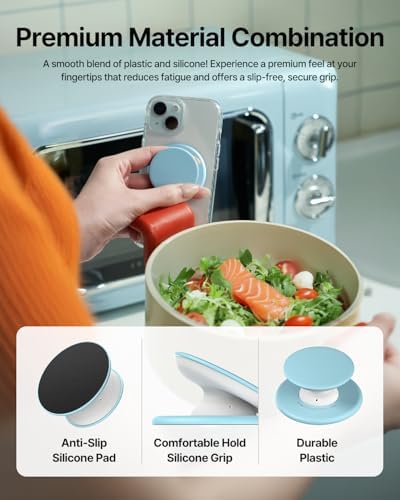 Transform Your i Phone Experience with the Sinjimoru Mag Safe Soft Silicone Phone Grip in M-Tap Tok Blue – Unmatched Comfort and Secure One-Touch Handling for i Phone 16/15/14/13/12 Models – Optimize Your Connectivity with Superior Magnetic Grip and Ultra-Lightweight Design for Effortless Everyday Use