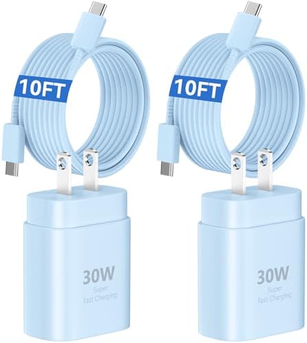 30 W Fast Charger for i Phone 15 Pro Max – 10 FT USB-C Cable & PD 3.0 Power Block | Rapid Charging for i Pad Pro/Air & Samsung S24 – Sleek Black Design for Ultimate Convenience and Durability