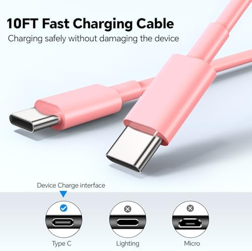 20 W Dual USB-C Fast Charger Block for i Phone 15/16 Series – Includes Two 10 FT USB-C Charging Cables, Perfect for Pro Max, Plus, Pro, i Pad Pro/Air – Compact, High-Speed Charging Solution (2 Pack, Black)