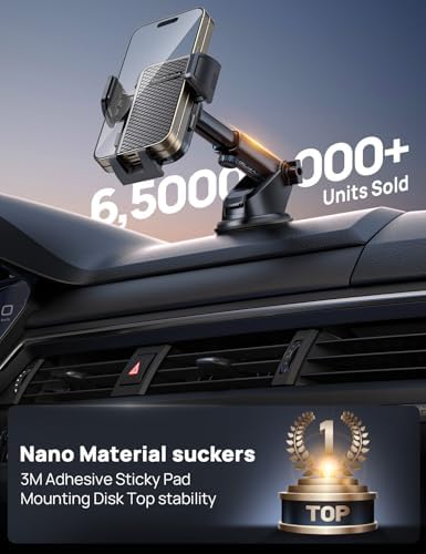 Ultimate Adjustable Windshield Phone Mount for Cars – Military-Grade Suction Cup Holder with Vent Hook, 360° Rotatable Design, Non-Slip Silicone Carbon Fiber for All Smartphone Models – Enhance Your Driving Safety & Hands-Free Convenience