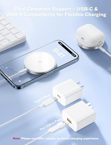Bohuma Magnetic Wireless i Phone Charger – Fast Mag-Safe Charging Pad for i Phone 16, 15 Pro Max, 14 Pro Max, 13, 12 Pro Max & Air Pods Pro – Sleek Design for Home and Office – Effortless Alignment & Enhanced Power Efficiency