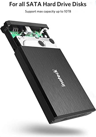 Inateck RGB 3.5-Inch SATA Hard Drive Enclosure – USB 3.0 External Case for 2.5”/3.5” HDD & SSD with 20 TB Capacity Support, 12 V/2 A Power Adapter, and Versatile Expansion Ports – Ideal for Gamers and Tech Enthusiasts – Enhance Data Management with Stylish RGB Lighting