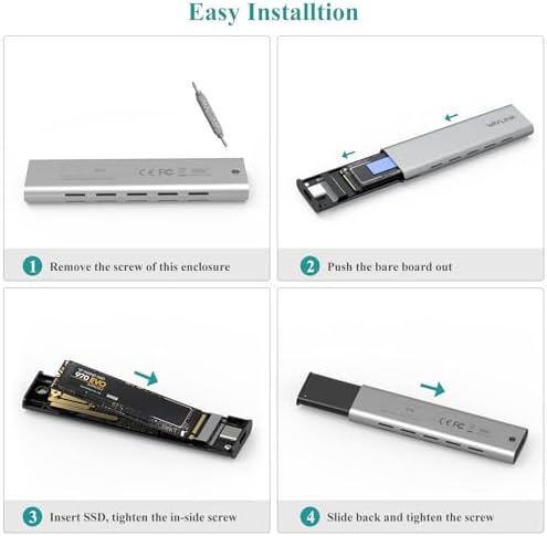 WAVLINK High-Performance Aluminum NVMe M.2 SSD Enclosure – Ultra-Fast 10 Gbps USB Type-C Adapter for 2230/2242/2260/2280 SSDs, Supports Up to 2 TB, UASP Enabled for Enhanced Data Transfer Efficiency and Versatile Device Compatibility with OTG Converter Included