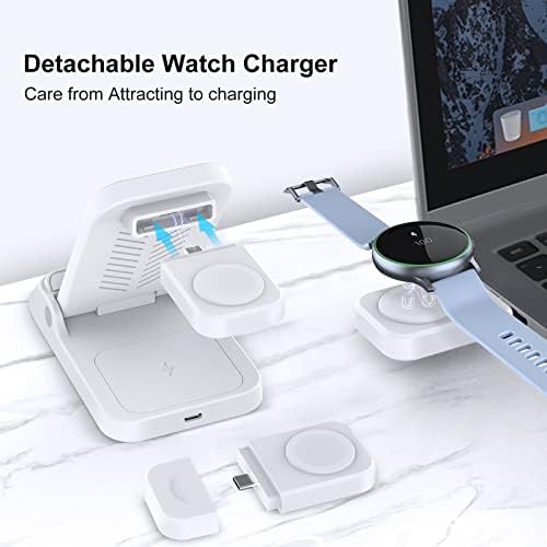 RAUGEE Premium Foldable 3-in-1 Fast Wireless Charging Station for Samsung Devices – Compact & Stylish Charger for Galaxy S25 Ultra/S24/S23/S22/Z Flip/Fold & Galaxy Watch Ultra/7/6/5/4/3 – Efficient Power Delivery, Declutter Your Space with Sleek Design and Optimal Portability