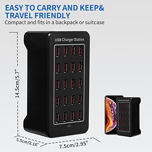 Ultimate 100 W 24-Port USB Fast Charging Station – High-Efficiency Multi-Device Charger for Smartphones and Tablets, Ideal for Home and Travel Use – Compact Design with Advanced Safety Features and Enhanced Cord Management for Organized Charging Solutions